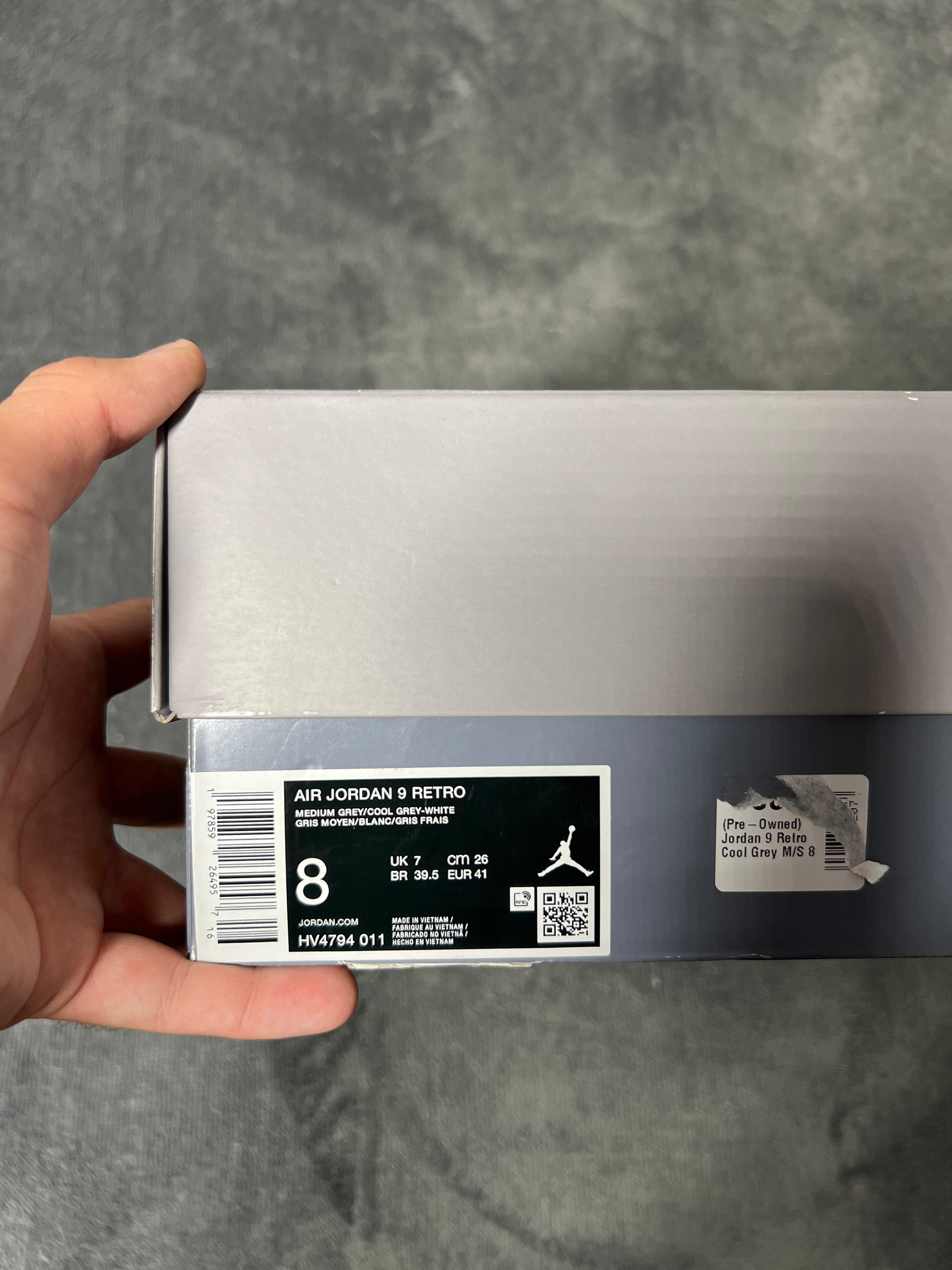 Jordan 9 Retro Cool Grey (8 US - 26 MX)