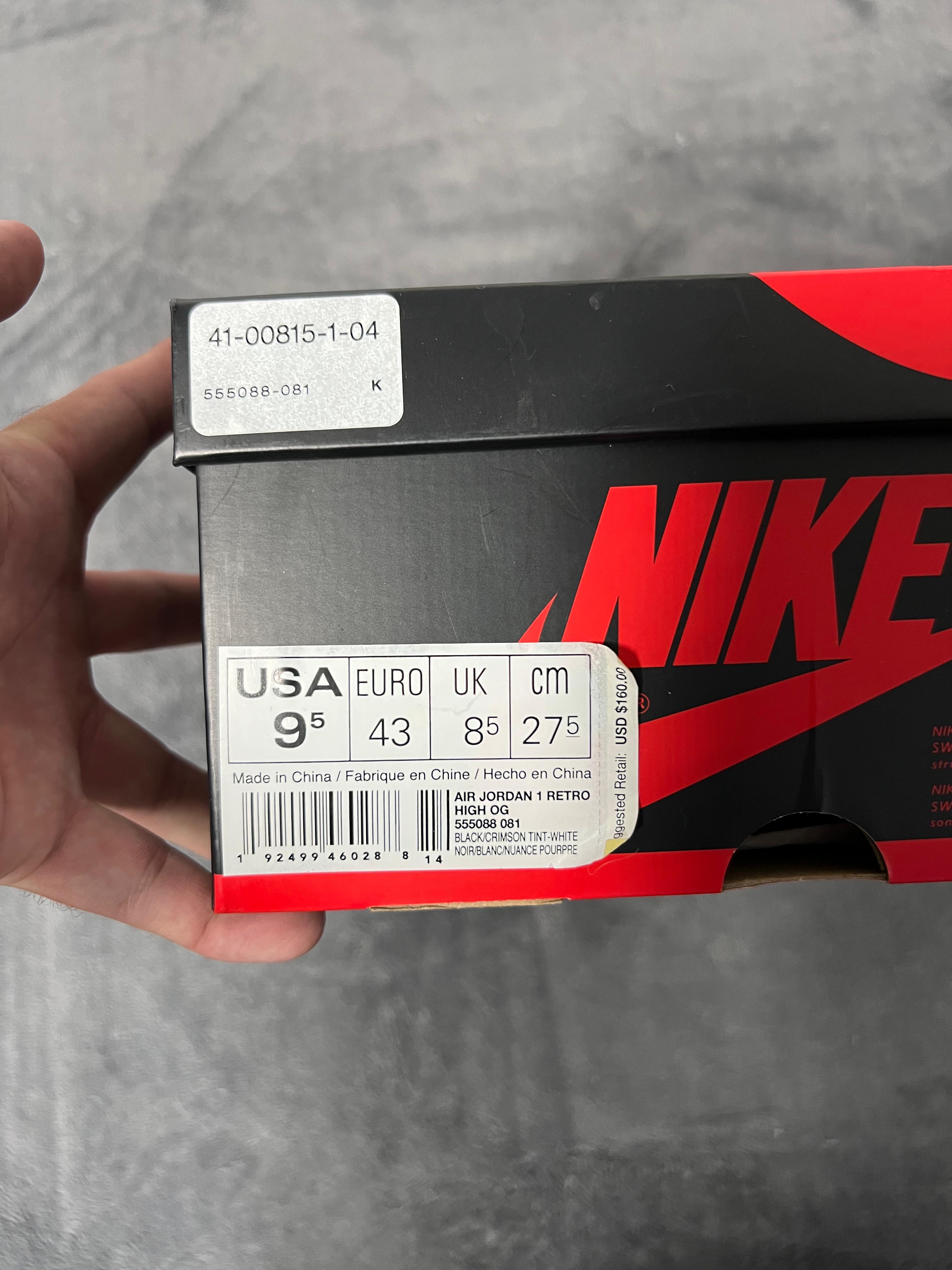 Jordan 1 Retro High Crimson Tint (9.5 US - 27.5 MX)