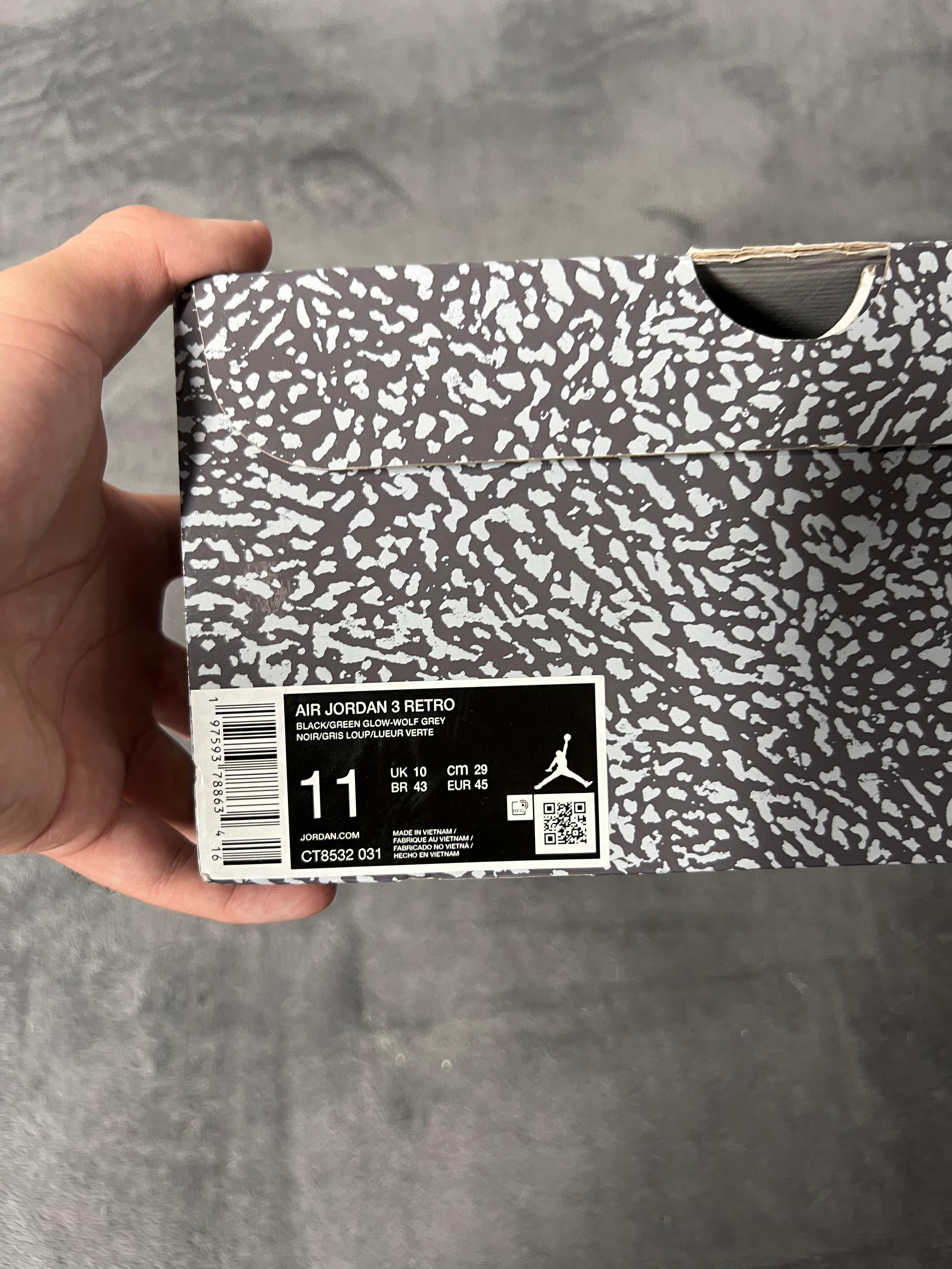 Jordan 3 Retro Green Glow (11 US - 29 MX)